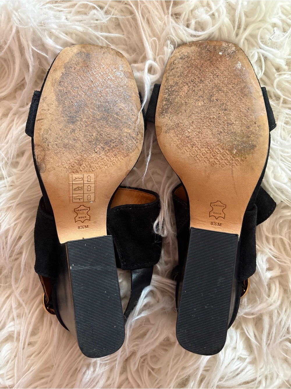 Tory Burch Black Suede Block Heel Slingback Sandals Size 8.5 - Picture 6 of 6